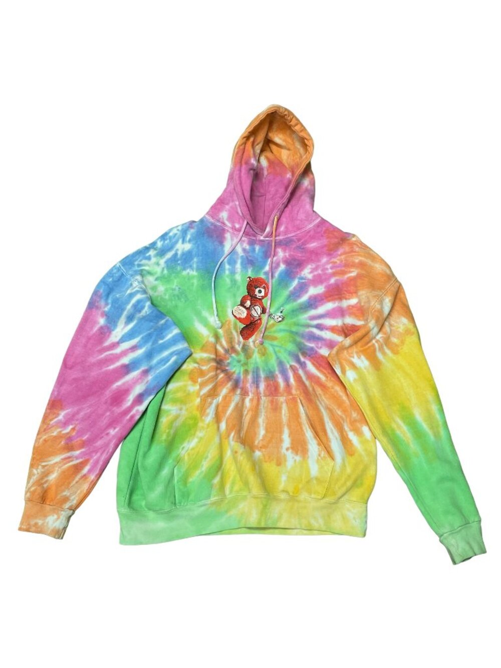 Per-Owned Travis Scott Astroworld Tour Skipping Bear Tie Dye Hoodie - Size Mediu